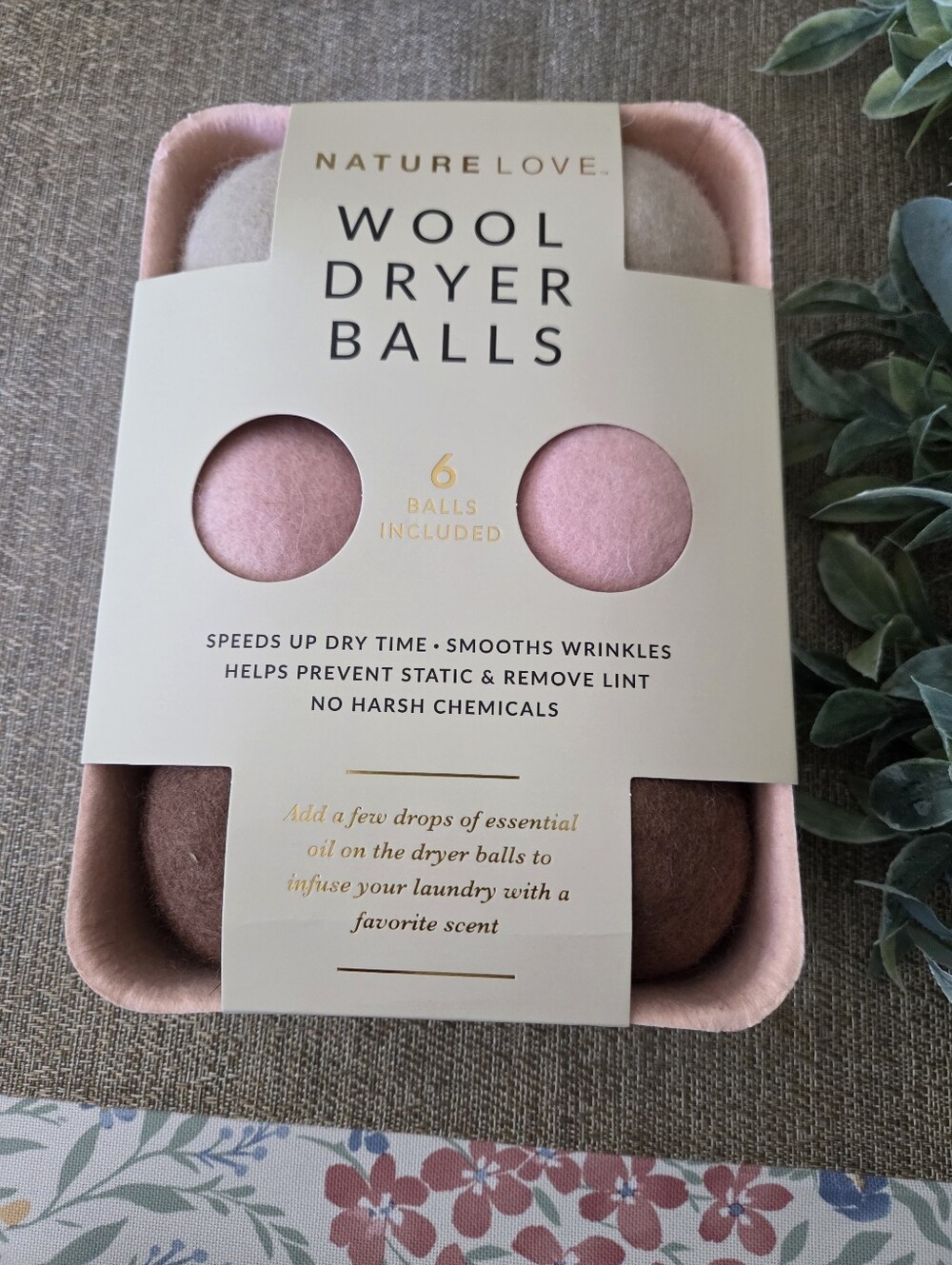 Nature Love Wool Dryer Balls - Pink & Brown 6-Pack